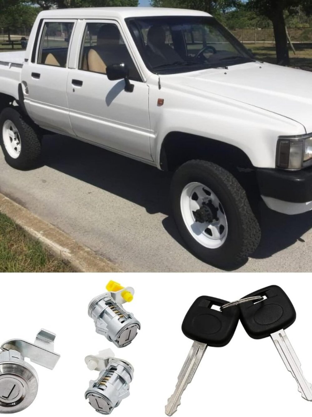 Door Lock & Key Ignition Barrel Set Replacement for Toyota Pickup Hilux RN80